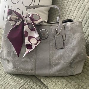 Coach Leather Bag with scarf tie included